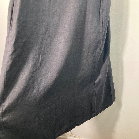 Womens Eileen Fisher Organic Linen Square Neck Midi Dress Black XXS Pockets - Picture 7 of 10